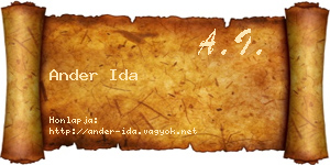 Ander Ida névjegykártya